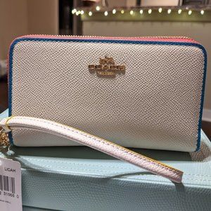 Coach Tricolor Leather Wristlet RARE 53979